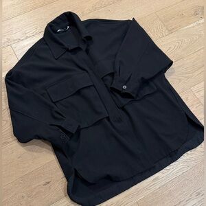 Zara women Black oversized Shirt Jacket